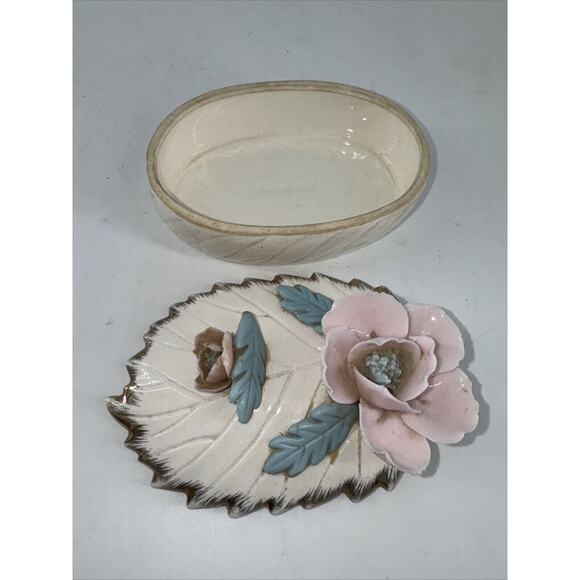 Porcelain Jewelry Trinket Dresser Box w/Lid & 2 Trays Arnart Creation Japan MCM - Picture 8 of 16